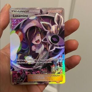 Pokemon Lusamine Holographic Trainer Card - Purple, Pink, Black